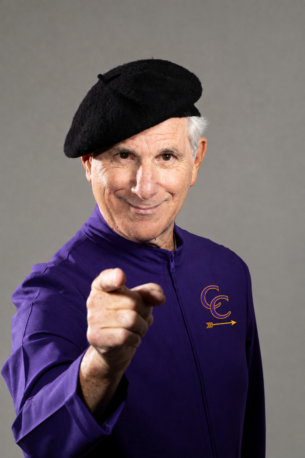 DW Starr as Confidence Crusader, pointing toward the viewer, with CC chest logo